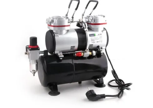Airbrush compressor AS-196 compleet met Airbrush BD-130 spuit en accessoires