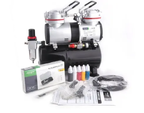 Airbrush compressor AS-196 compleet met Airbrush BD-130 spuit en accessoires