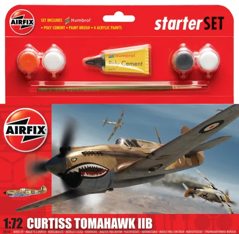 Airfix Curtiss Tomahawk Starter Set in 1:72 bouwpakket met lijm en verf