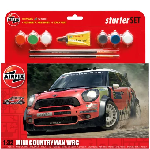 Airfix Mini Countryman WRC Starter Set in 1:32 bouwpakket met lijm en verf