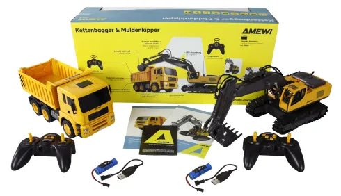 Amewi 2-in-1 Set Kettenbagger & Muldenkipper – 1/18 RTR