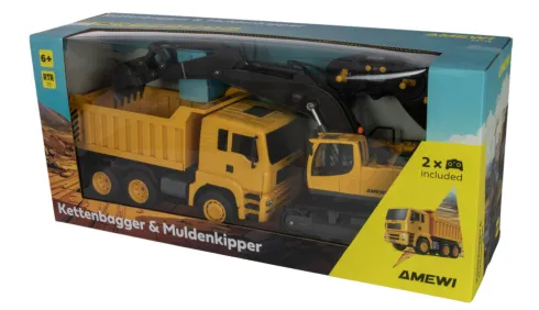 Amewi 2-in-1 Set Kettenbagger & Muldenkipper – 1/18 RTR