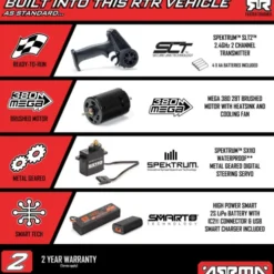 ARRMA 1/16 Gorgon Grom 4×4 Brushed Monster Truck RTR Geel compleet met Spektrum 7.4V 1400mAh 2S LiPo accu en USB-C lader