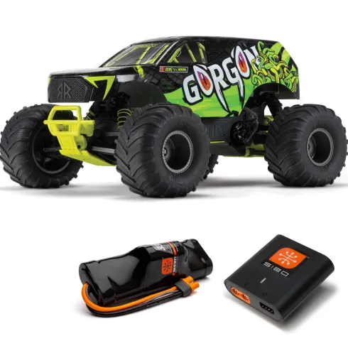 ARRMA 1/10 GORGON 4X2 MEGA 550 Brushed Monster Truck RTR Geel compleet met accu en lader
