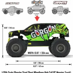 ARRMA 1/10 GORGON 4X2 MEGA 550 Brushed Monster Truck RTR Geel compleet met accu en lader