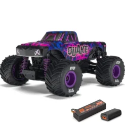 ARRMA 1/16 Quake Grom 4×4 Brushed Monster Truck RTR Paars compleet met Spektrum 7.4V 1400mAh 2S LiPo accu en USB-C lader