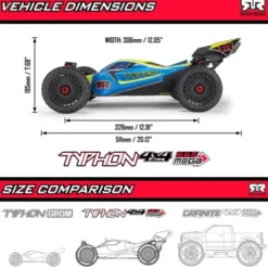 ARRMA 1/8 TYPHON MEGA 665 4X4 Brushed Buggy Geel RTR zonder accu en lader