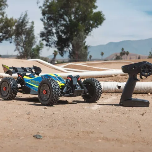 ARRMA 1/8 TYPHON 223S DSC 4X4 RTR Brushless Buggy Blauw