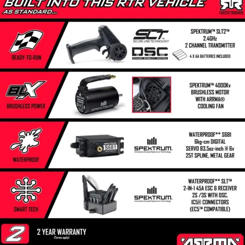 ARRMA 1/10 VORTEKS 223S DSC 2WD RTR Brushless Stadium Truck Geel