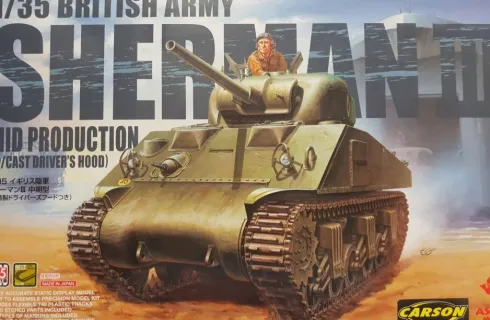 Asuka Sherman III British Army w/ Cast Drivers Hood 1:35 bouwpakket