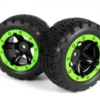 Blackzon Slyder ST Wheels/Tires Assembled (Black/Green) – 540094