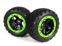 Blackzon Slyder ST Wheels/Tires Assembled (Black/Green) – 540094