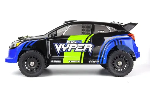 BlackZon Vyper RX 1/16 4WD Brushed Rally Car RTR Blauw compleet met 1500mAh Li-Ion accu en lader – 30 km/h