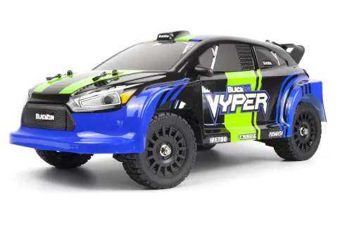 BlackZon Vyper RX 1/16 4WD Brushed Rally Car RTR Blauw compleet met 1500mAh Li-Ion accu en lader – 30 km/h
