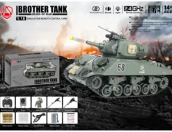 Brother RC Tank 1/18 USA M4A3 Sherman Groen