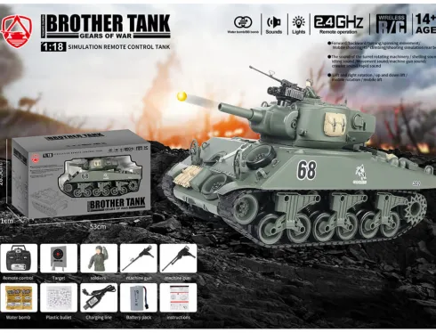 Brother RC Tank 1/18 USA M4A3 Sherman Groen