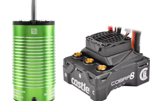 Castle Creations – COBRA-8 – Sensored-Sensorless Car ESC Car ESC – 2-6S – w/ 1515-2200KV Sensored Motor – 1/8 MT – 2-6S