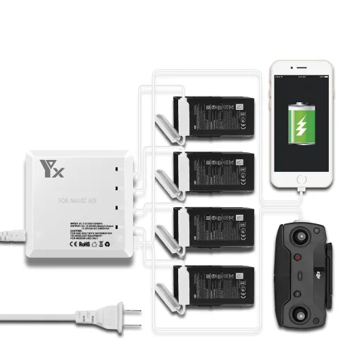 DJI Mavic Air 6 in 1 batterijen multilader wit