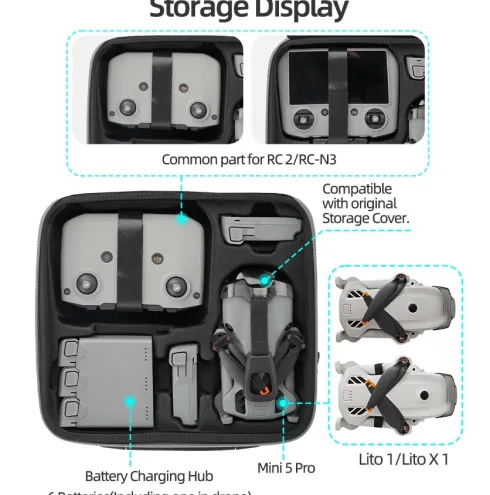 Draagtas Hardcase voor Lito 1 / Lito X1 / DJI Mini 5 Pro – Grote Opbergruimte