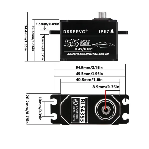 DSSERVO BLS4335 Digital brushless low profile servo 61KG/0.009sec @ 8.4V (voor 1/10 en 1/8 RC auto’s)