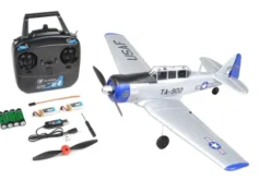 EZ-Wings Mini AT-6 Texan Silver 450mm Vliegtuig RTF met 2x batterij en USB lipo lader (nummer 1 om te beginnen)!