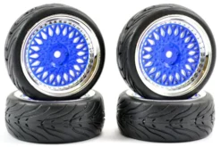 Fastrax 1/10 onroad banden met blue/chrome velgen 4 stuks