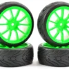 Fastrax 1/10 onroad banden met neon green 10-spaaks velgen 4 stuks