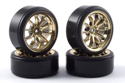 Fastrax 1/10 onroad driftbanden met gouden velgen 4 stuks