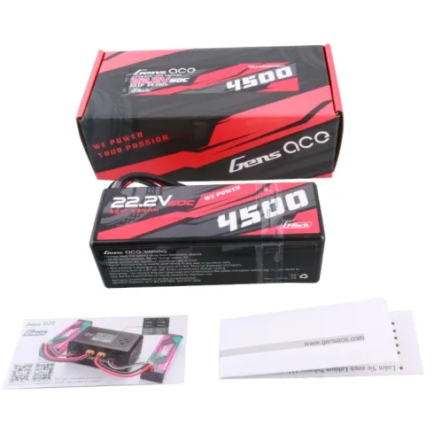 Gens Ace G-Tech 4500mAh 6S 22.2V 60C Hardcase LiPo Accu met XT90 Stekker