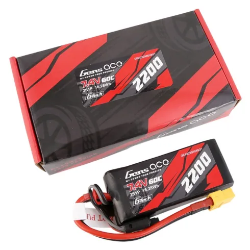 Gens Ace G-Tech 2200mAh 7.4V 60C-120C 2S1P Lipo met XT-60 stekker (past ook in de Traxxas 1/16 modellen)