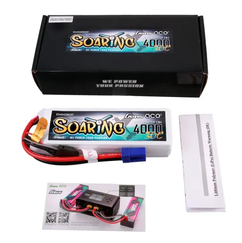 Gens Ace G-Tech Soaring 4000mAh 14.8V 30C 4S LiPo Accu met EC5 Stekker