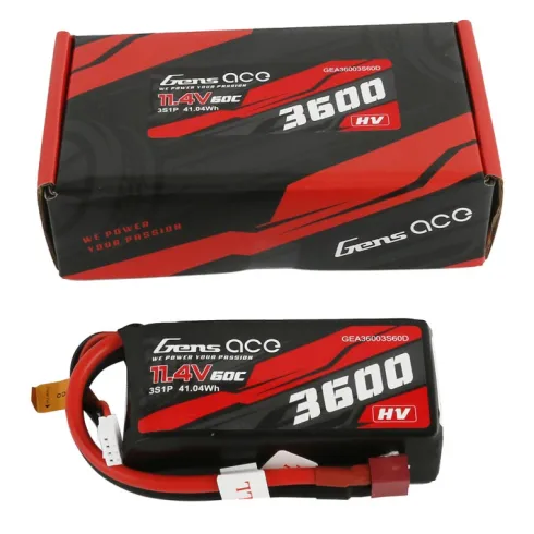 Gens ace 3600mAh 11.4V 3S1P 60C High Voltage Lipo Batterij (Crawlers) met Deans stekker