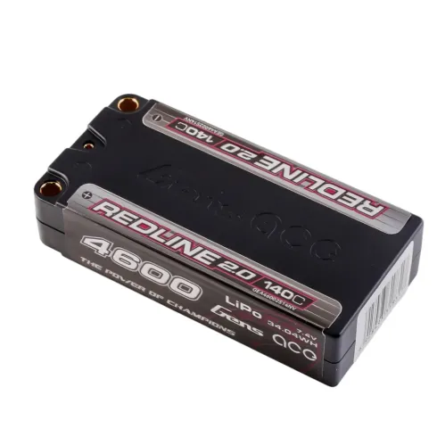 Gens Ace Redline 2.0 5000mAh 7.4V 140C 2S Shorty Hardcase LiPo Accu met 5.0 mm Bullet Connector