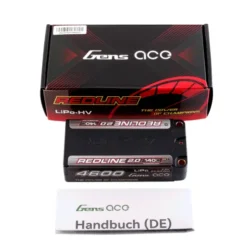 Gens Ace Redline 2.0 5000mAh 7.4V 140C 2S Shorty Hardcase LiPo Accu met 5.0 mm Bullet Connector