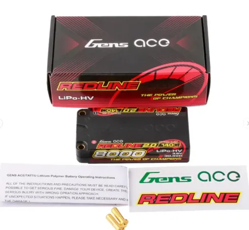 Gens Ace Redline 2.0 Series 8000mAh 1S2P 3.8V 140C HardCase HV Lipo Battery Pack with Hardcase 65