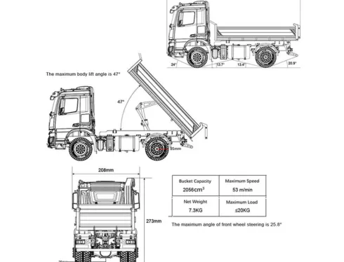 Huina RC 1/14 KABOLITE K3362 Metalen Hydraulische Dump Truck RTR (Versie 2024)