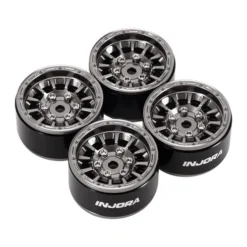 INJORA 1.0” Aluminium Beadlock Velgen Titanium – 0mm Offset – Set van 4 (W1056)