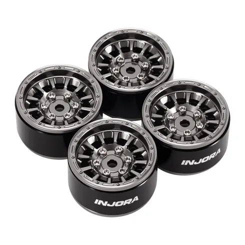 INJORA 1.0” Aluminium Beadlock Velgen Titanium – 0mm Offset – Set van 4 (W1056)
