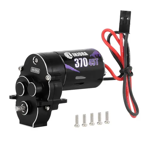 INJORA CNC Aluminium Complete Transmissie met 370 Brushed Motor 45T – Upgrade voor 1/18 RC Crawler TRX4M