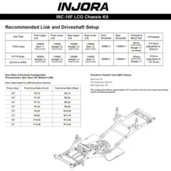 INJORA Front-Mounted Transmission LCG Carbon Fiber Chassis Kit voor 1/10 RC Crawlers – INC-10F