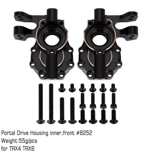 INJORA Messing Portal Drive Housing met Zwarte Coating voor TRX-4 & TRX-6 – 1/10 RC Crawler