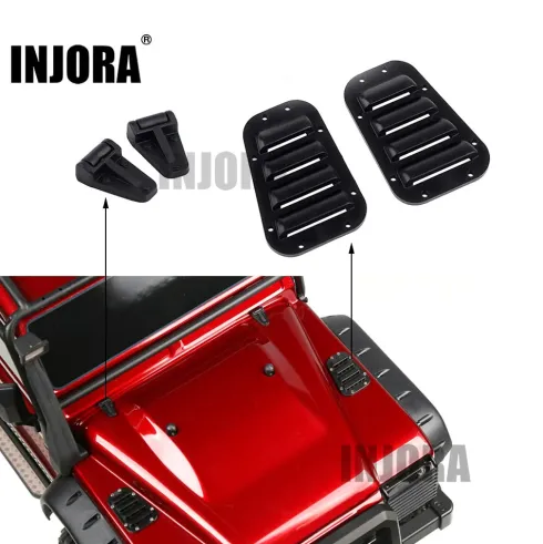 INJORA Set TRX4 Zwarte Plastic Luchtinlaatgrille & Motorkap Scharnier voor 1:10 RC Crawler Traxxas TRX-4