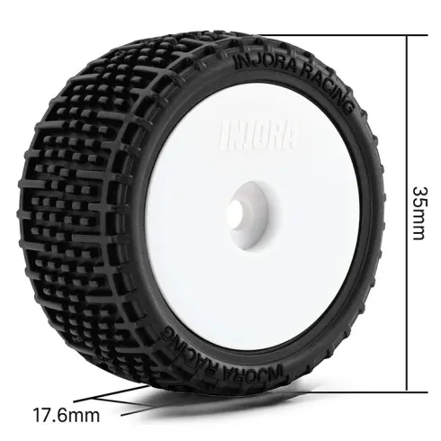 INJORA Unglued Pin Buggy Banden & Velgen voor 1/28 Losi Micro-T Wit