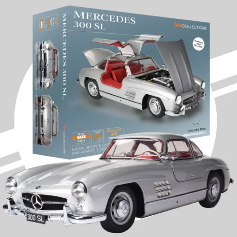 IXO Collection 1/8 Mercedes Benz 300 SL 1954 zilver metalen bouwpakket