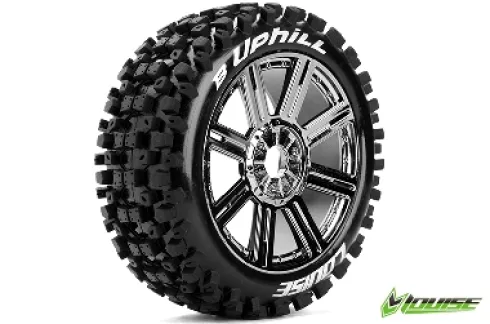 Louise B-Uphill 1/8 Buggy Banden Zeskant 17 mm (zacht) chrome – Verpakt per 2 stuks