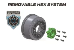 Louise RC – MFT – MT-ROCKET speed – 1-8 Monster Truck Tire Set – Mounted – Soft – Black Wheels – Removable 1-8 MT HEX 17mm – 0″ & 1/2″ OFFSET – L-T3353SB