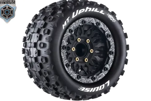 Louise RC MFT MT-UPHILL 1/10 Monster Truck Banden Set – Gemonteerd – Zwarte Velgen