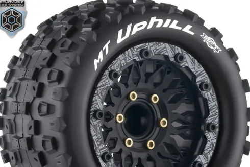 Louise RC MFT MT-UPHILL 1/10 Monster Truck Banden Set – Gemonteerd – Zwarte Velgen