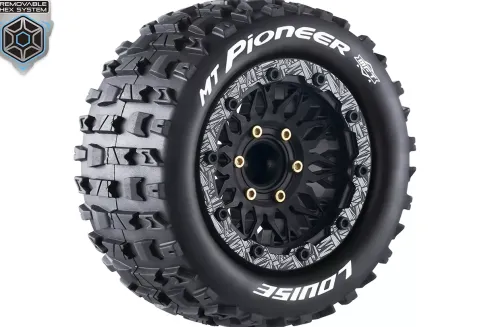 Louise RC MT-PIONEER 1:10 Monster Truck Banden Set – Gemonteerd – Zwarte Velgen – L-T3308SX