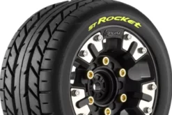Louise RC ST-ROCKET Banden Set – Mini MAXX / Mini XRT – Soft Compound – Zwarte Velgen – 12mm Hex (LR-T3387SM)